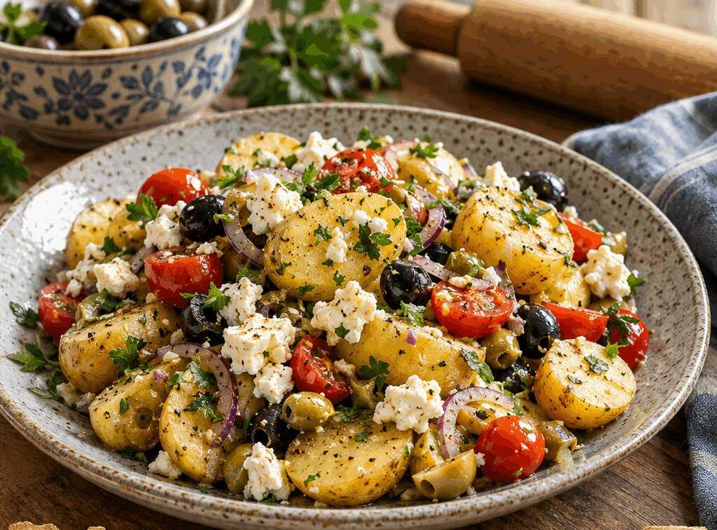 Mediterraner Kartoffelsalat mit Oliven und Feta: der Trick, den kaum jemand kennt