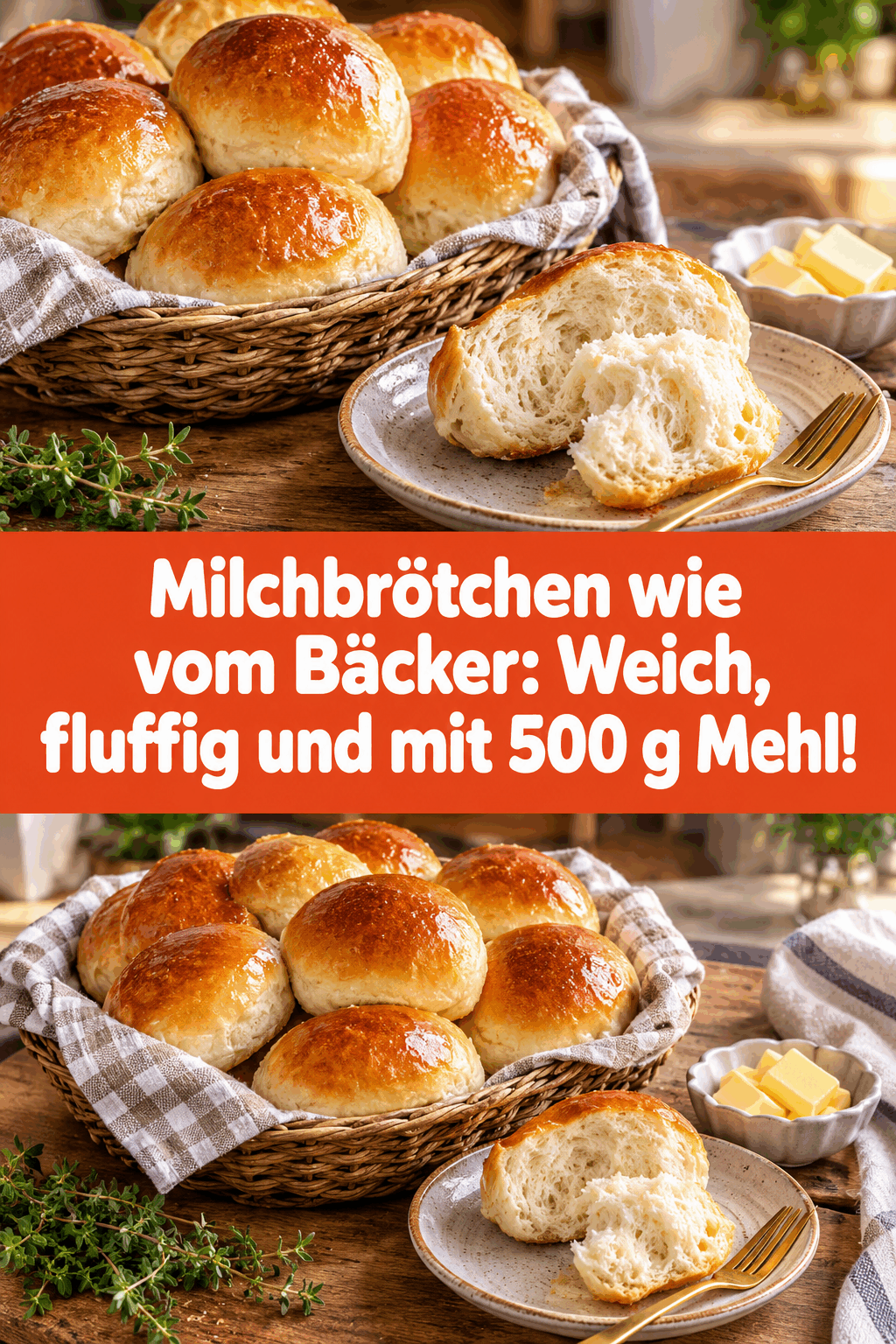 Milchbrötchen wie vom Bäcker: Weich, fluffig und mit 500 g Mehl!