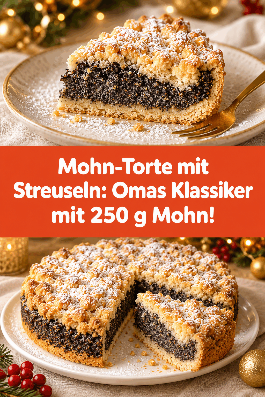Mohn-Torte mit Streuseln: Omas Klassiker mit 250 g Mohn!