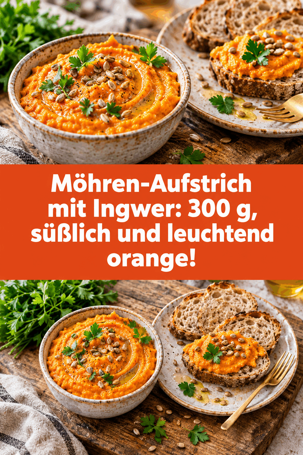 Möhren-Aufstrich mit Ingwer: 300 g, süßlich und leuchtend orange!