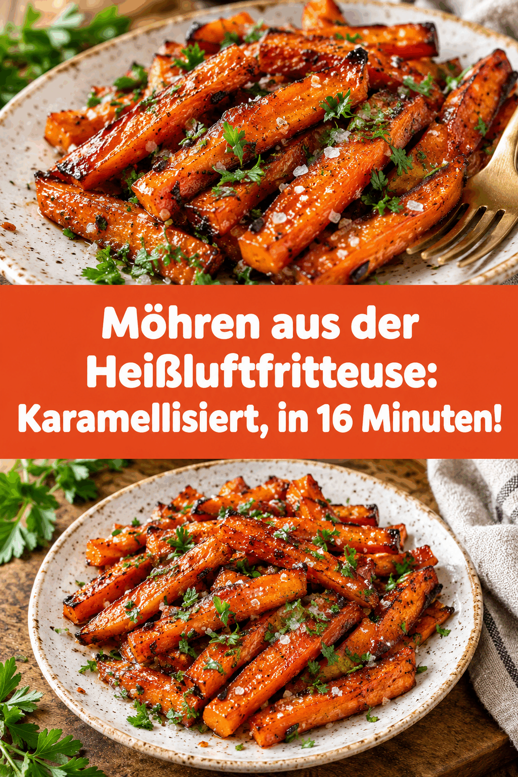 Möhren aus der Heißluftfritteuse: Karamellisiert, in 16 Minuten!