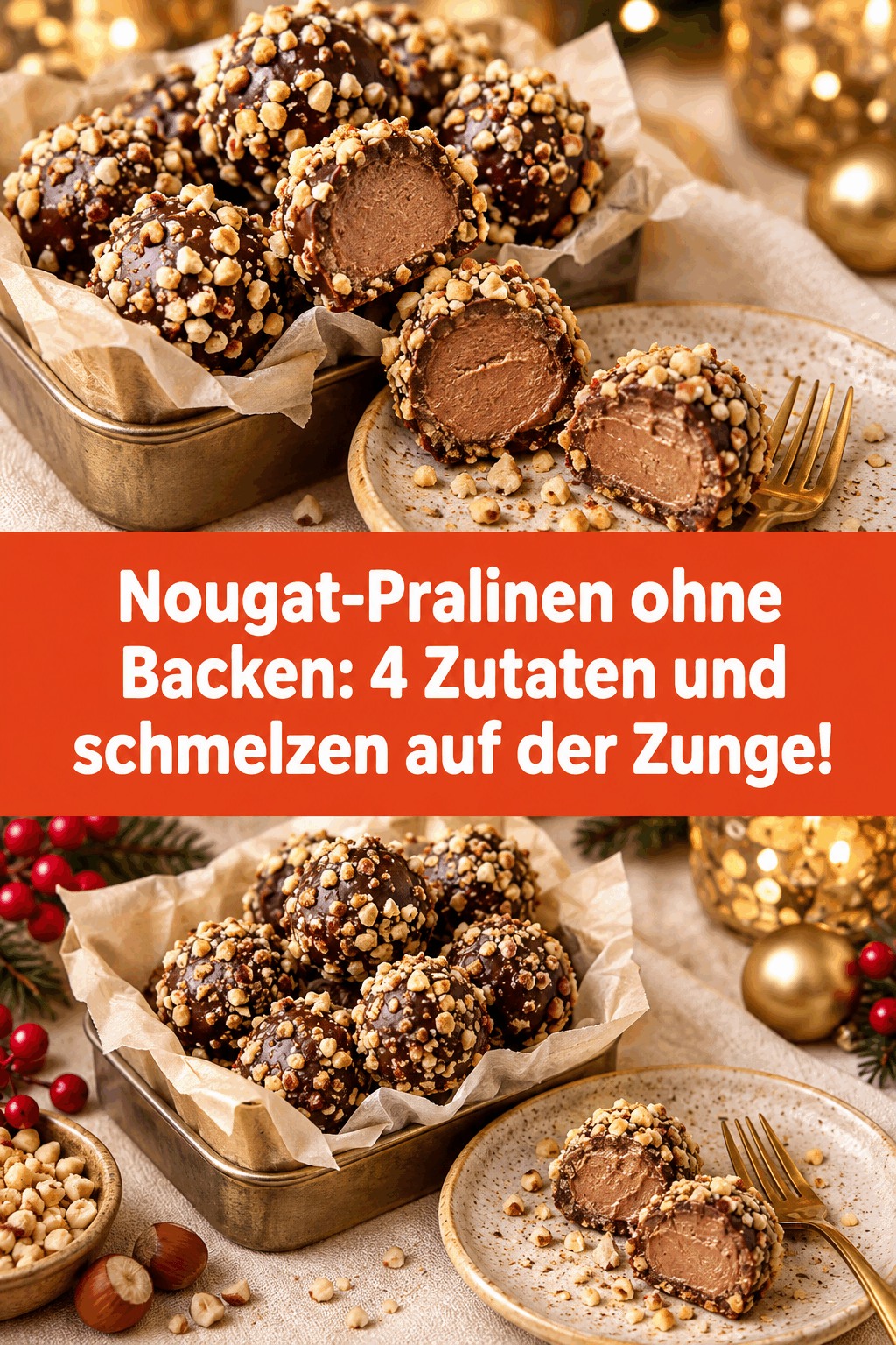 Nougat-Pralinen ohne Backen: 4 Zutaten und schmelzen auf der Zunge!