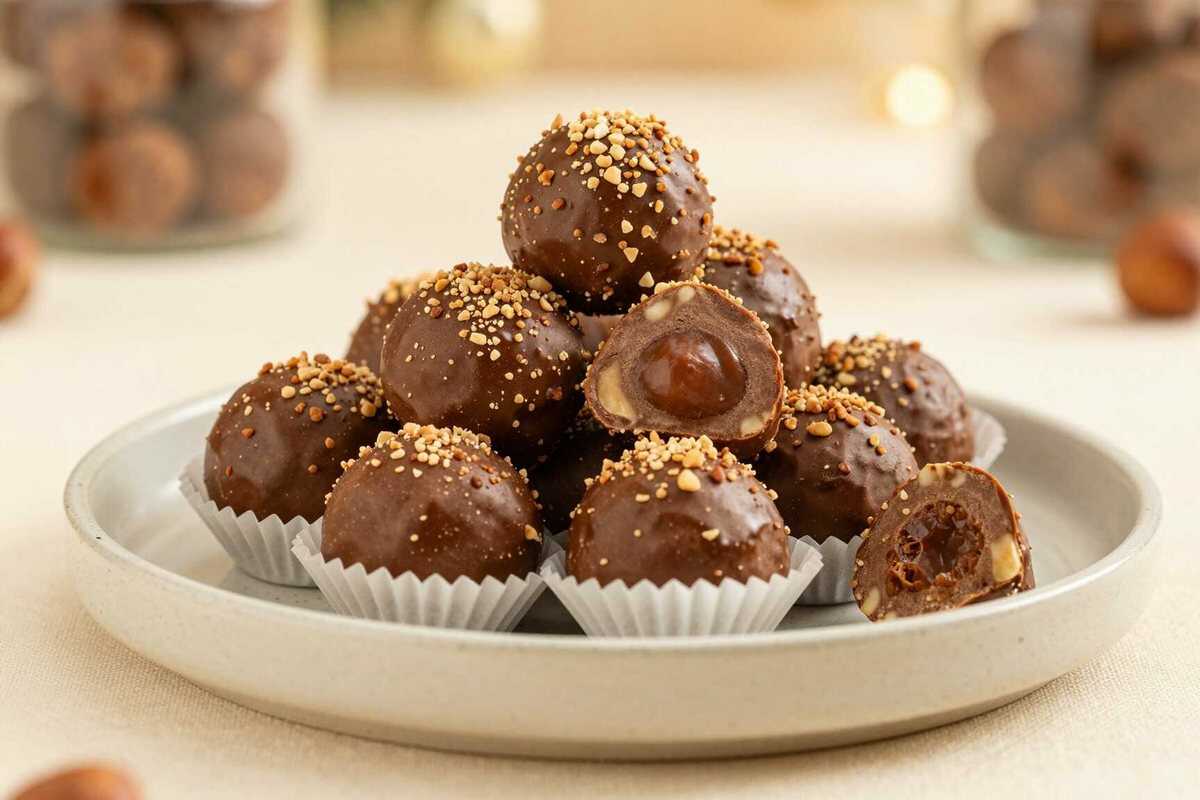 Nougat-Pralinen ohne Backen: 4 Zutaten und schmelzen auf der Zunge!