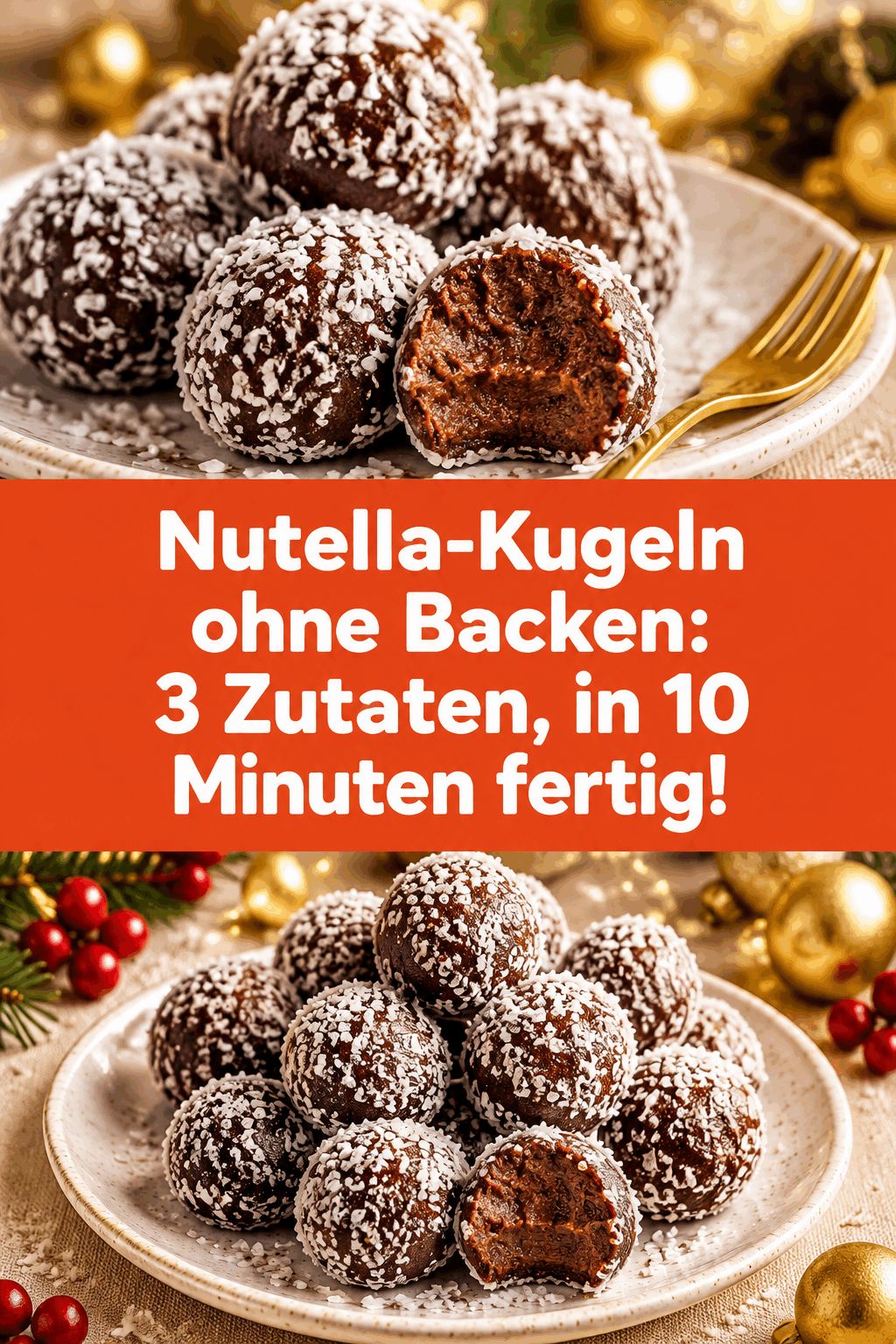 Nutella-Kugeln ohne Backen: 3 Zutaten, in 10 Minuten fertig!
