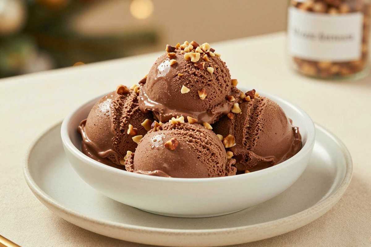 Nutella-Eis mit 3 Zutaten: Ohne Eismaschine, cremig und schokoladig!