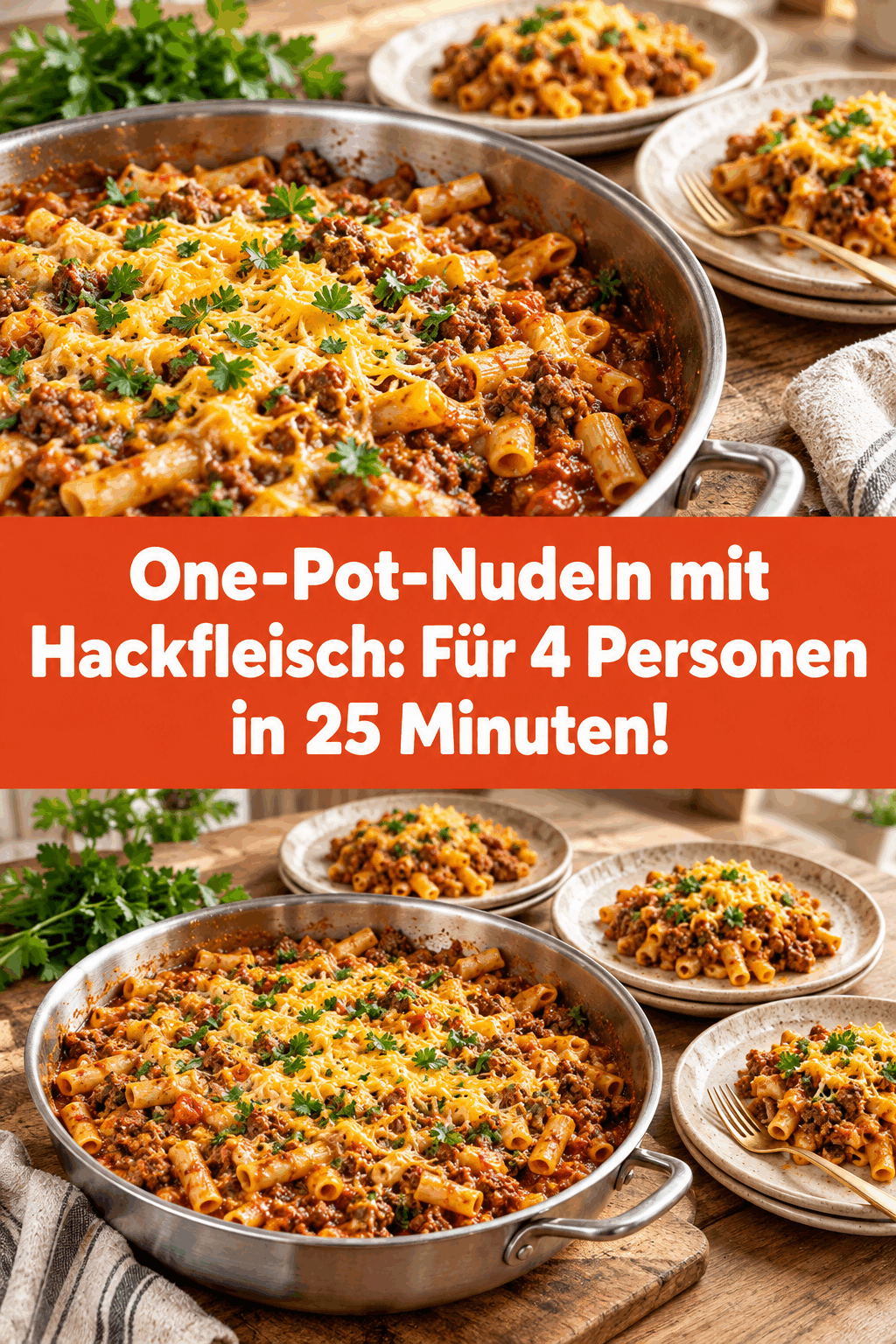 One-Pot-Nudeln mit Hackfleisch: Für 4 Personen in 25 Minuten!