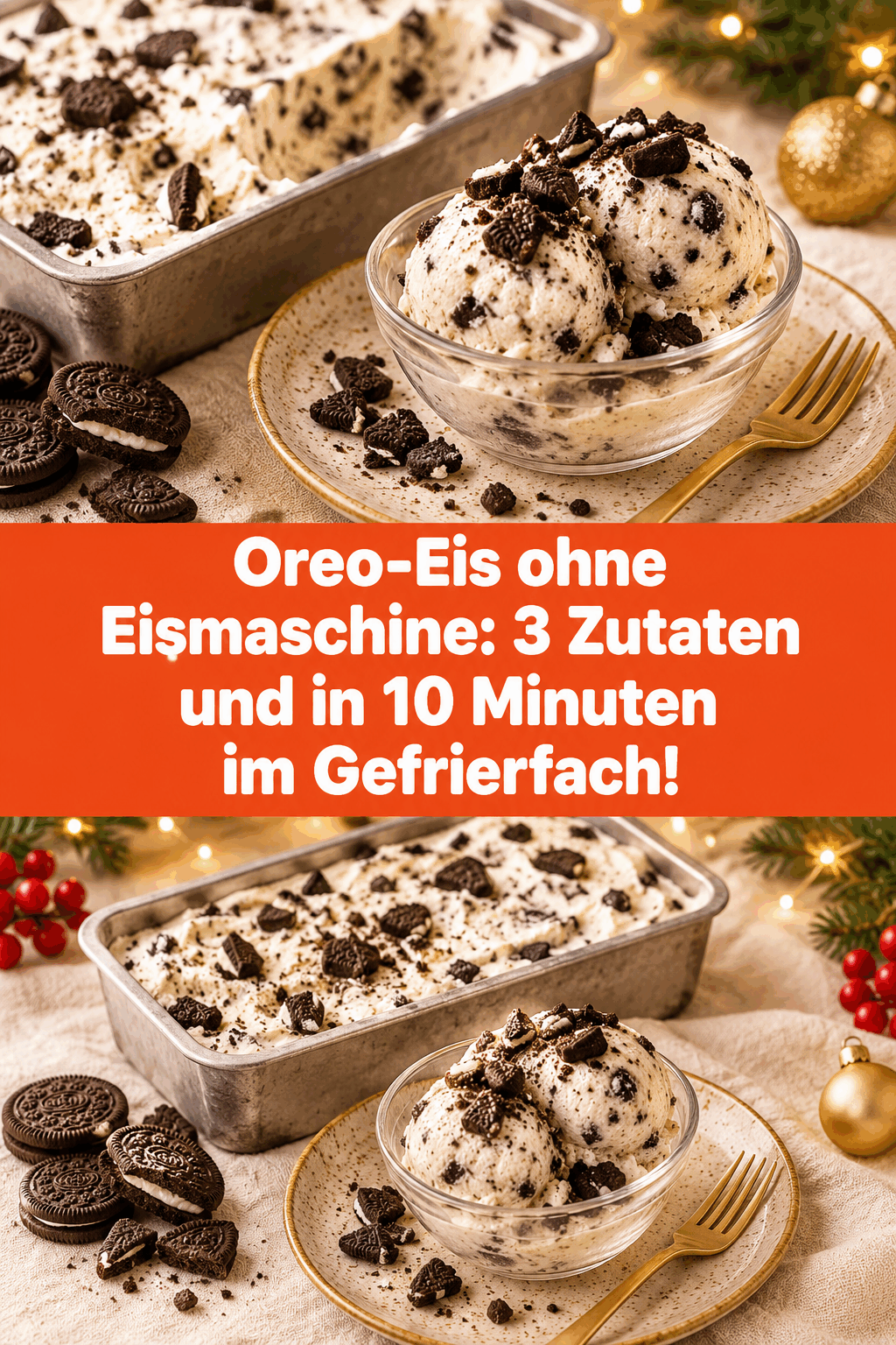 Oreo-Eis ohne Eismaschine: 3 Zutaten und in 10 Minuten im Gefrierfach!