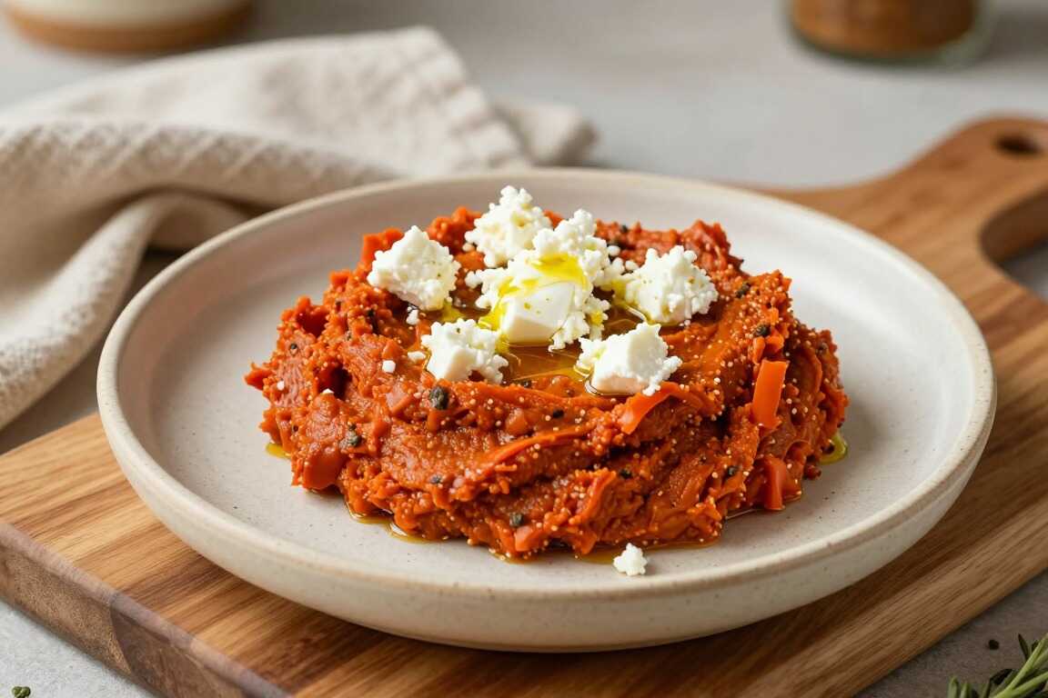 Paprika-Aufstrich mit Feta: 400 g, süß-scharf, hält fünf Tage!