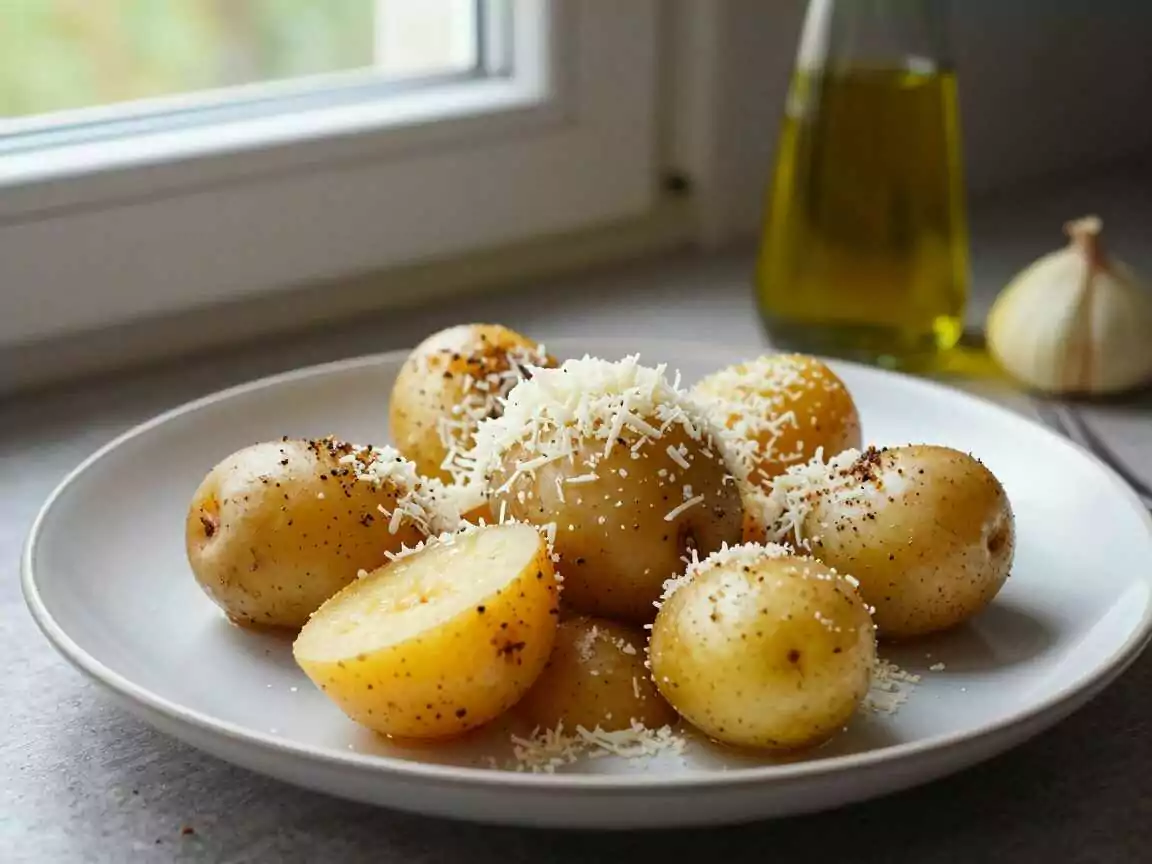 Parmesan-Kartoffeln aus dem Ofen – deftig, ehrlich und richtig gut – während der Zubereitung