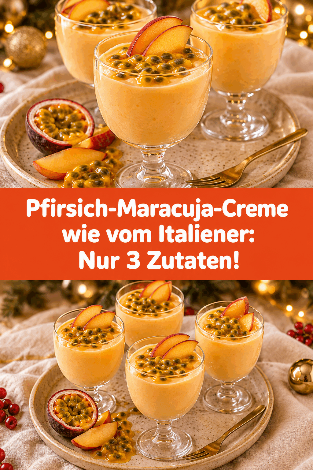 Pfirsich-Maracuja-Creme wie vom Italiener: Nur 3 Zutaten!