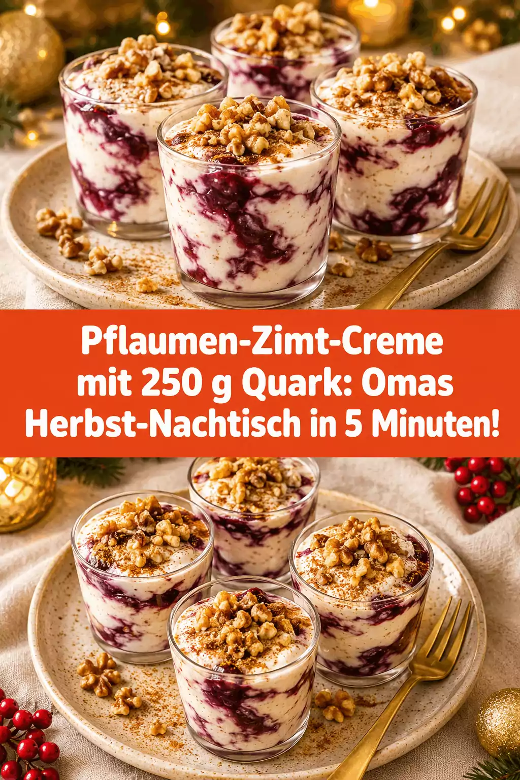 Pflaumen-Zimt-Creme mit 250 g Quark: Omas Herbst-Nachtisch in 5 Minuten!