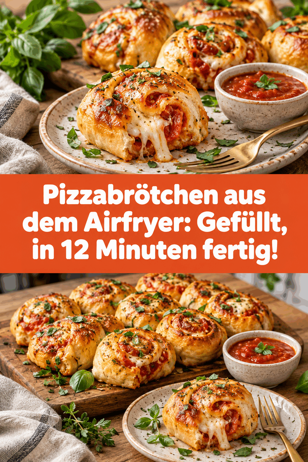 Pizzabrötchen aus dem Airfryer: Gefüllt, in 12 Minuten fertig!