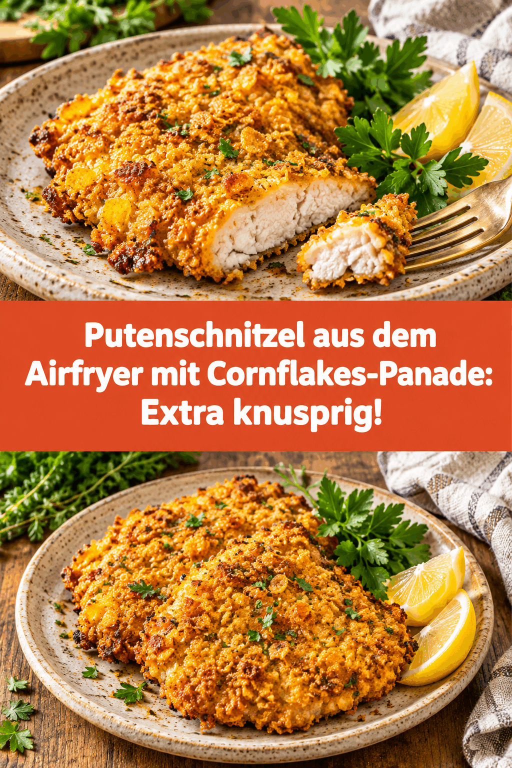 Putenschnitzel aus dem Airfryer mit Cornflakes-Panade: Extra knusprig!