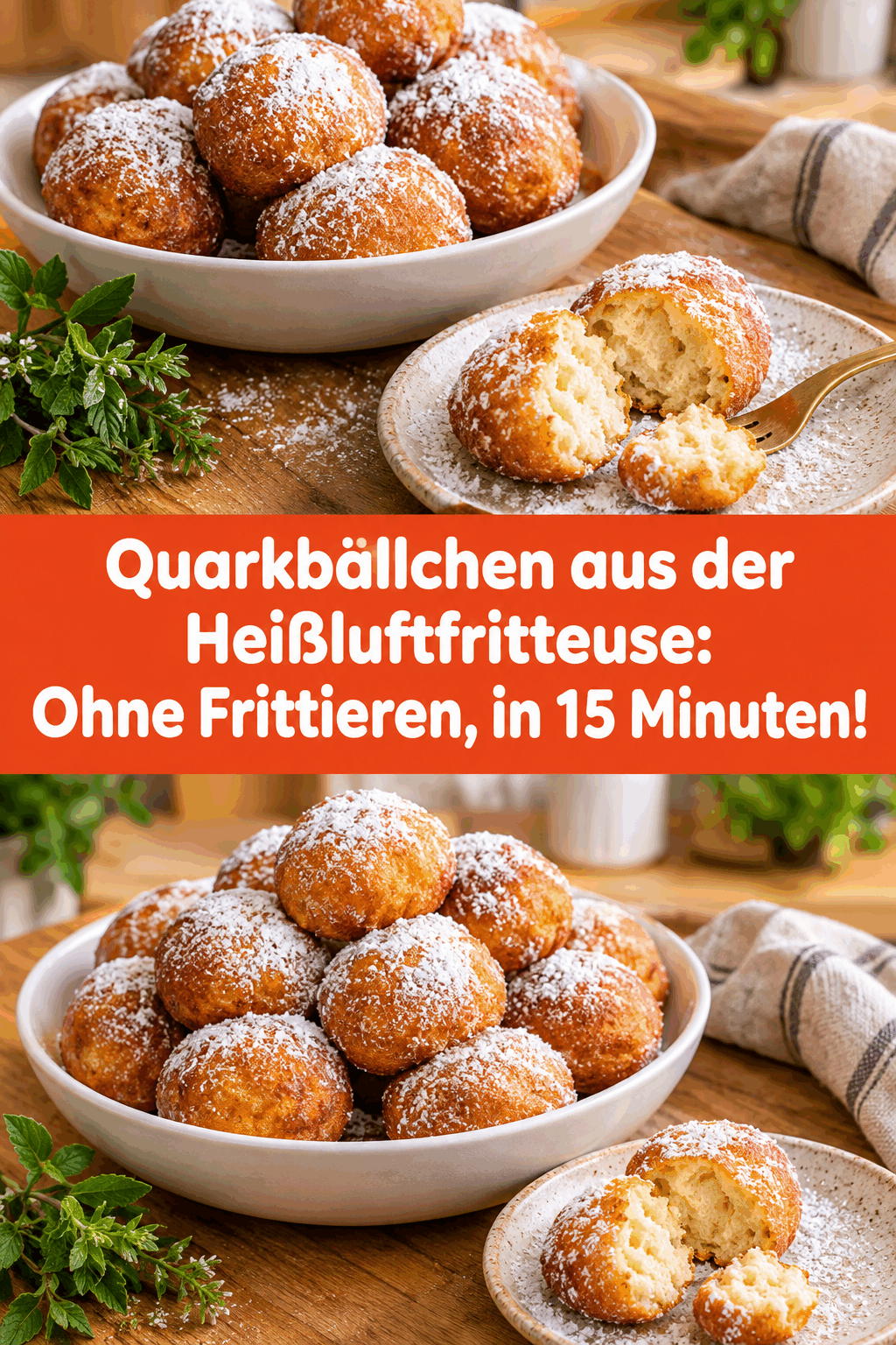 Quarkbällchen aus der Heißluftfritteuse: Ohne Frittieren, in 15 Minuten!