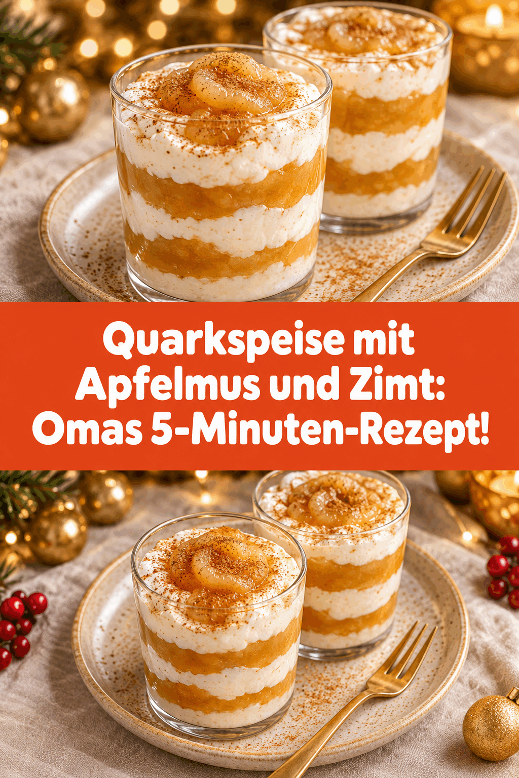 Quarkspeise mit Apfelmus und Zimt: Omas 5-Minuten-Rezept!