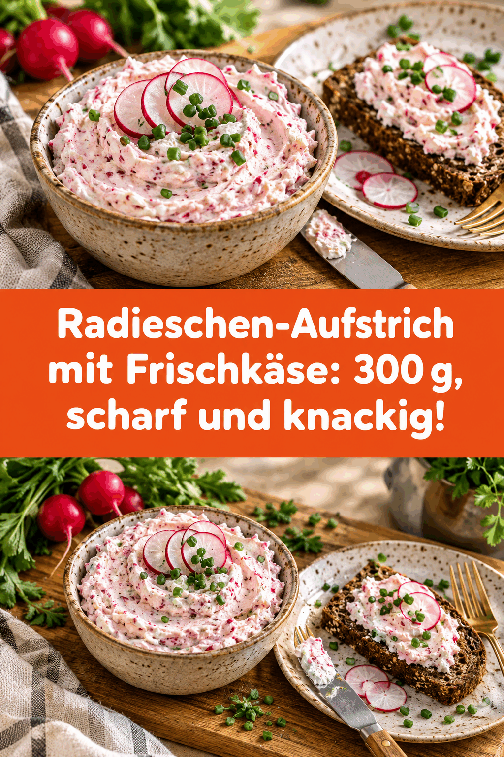 Radieschen-Aufstrich mit Frischkäse: 300 g, scharf und knackig!