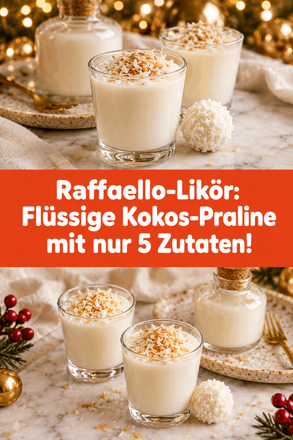 Raffaello-Likör: Flüssige Kokos-Praline mit nur 5 Zutaten!