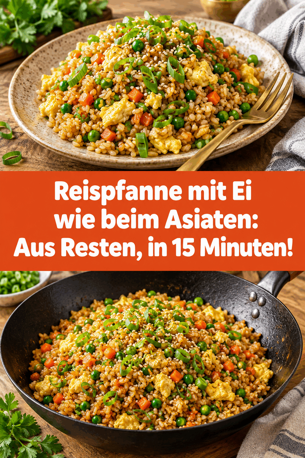 Reispfanne mit Ei wie beim Asiaten: Aus Resten, in 15 Minuten!