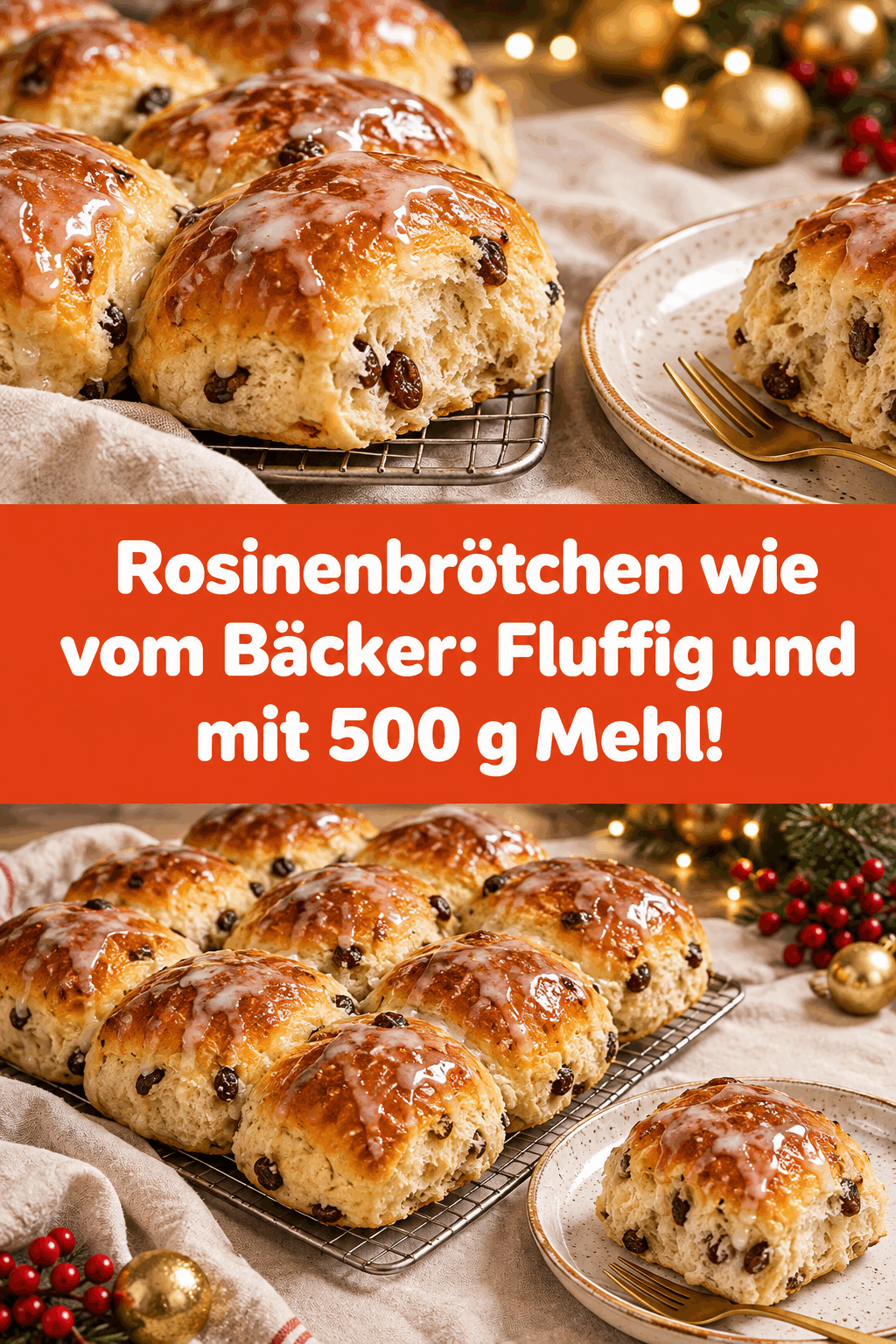 Rosinenbrötchen wie vom Bäcker: Fluffig und mit 500 g Mehl!