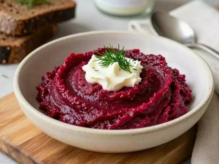 Rote-Bete-Aufstrich mit Meerrettich: 350 g, kräftige Farbe, scharfe Note!