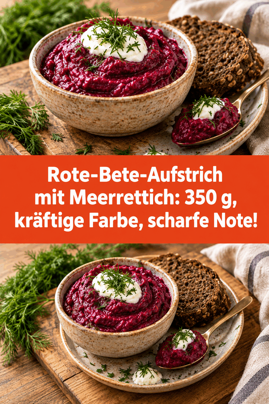 Rote-Bete-Aufstrich mit Meerrettich: 350 g, kräftige Farbe, scharfe Note!
