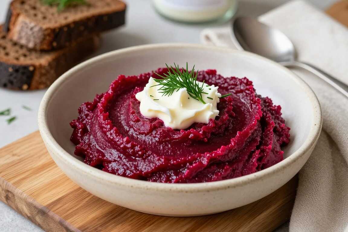 Rote-Bete-Aufstrich mit Meerrettich: 350 g, kräftige Farbe, scharfe Note!