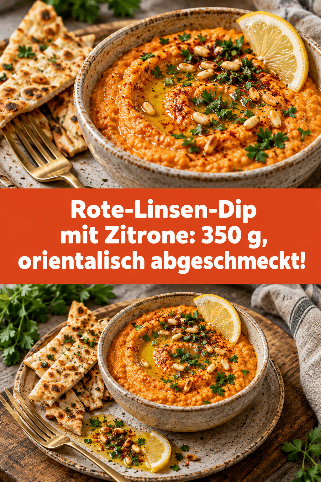 Rote-Linsen-Dip mit Zitrone: 350 g, orientalisch abgeschmeckt!