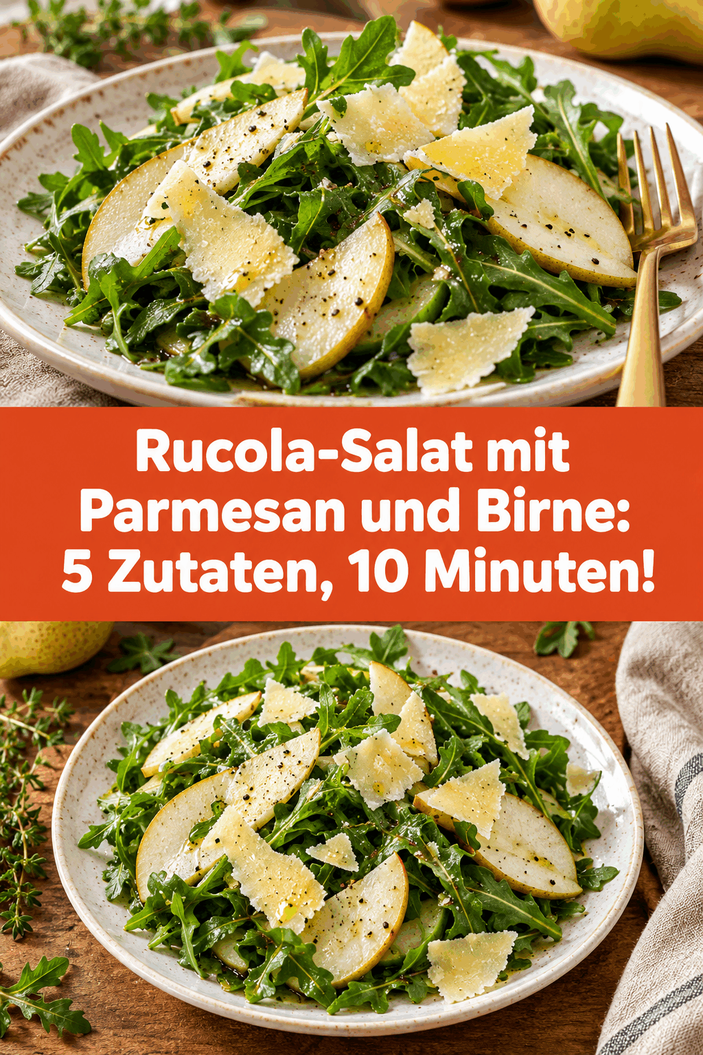 Rucola-Salat mit Parmesan und Birne: 5 Zutaten, 10 Minuten!