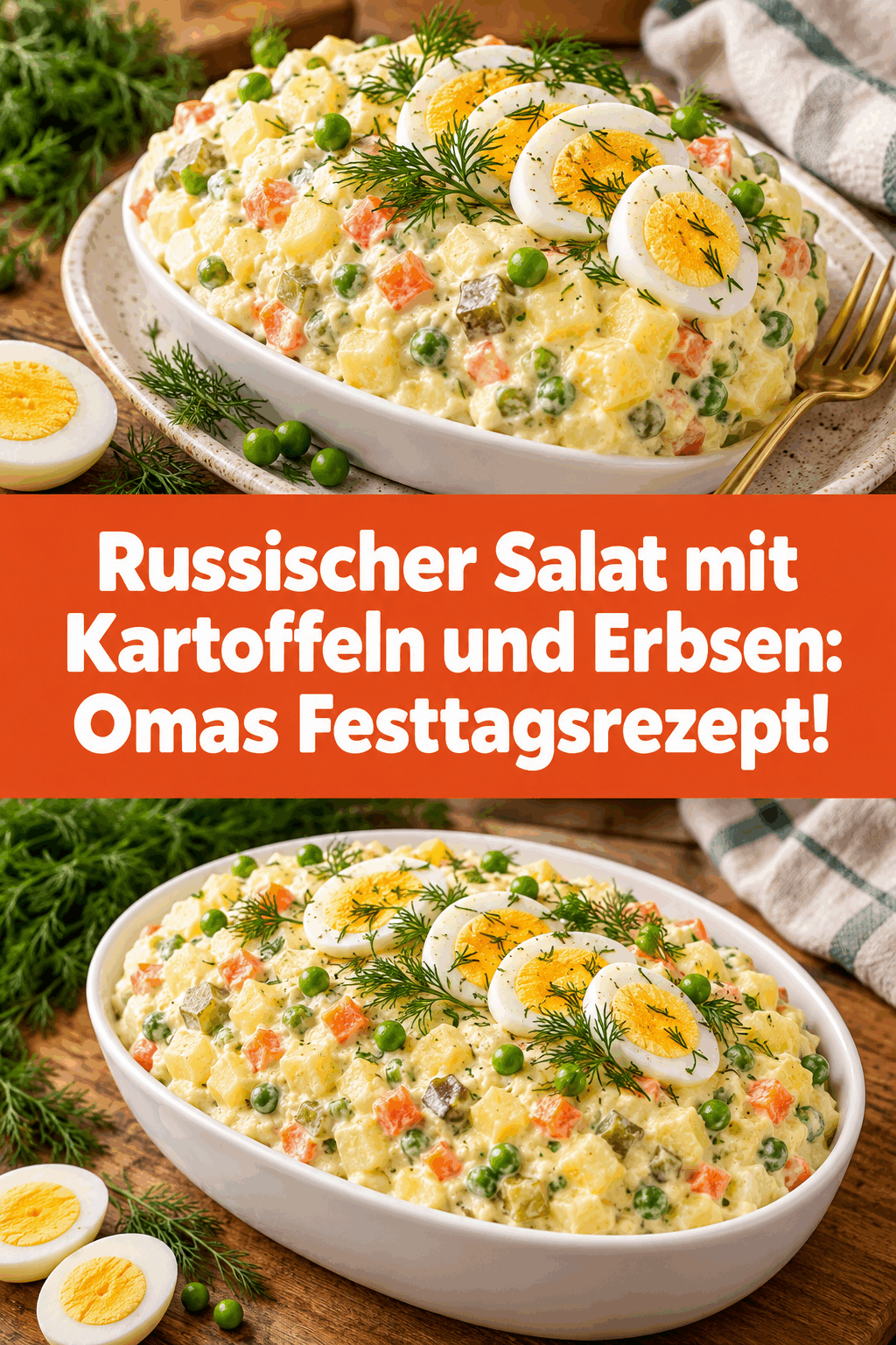 Russischer Salat mit Kartoffeln und Erbsen: Omas Festtagsrezept!
