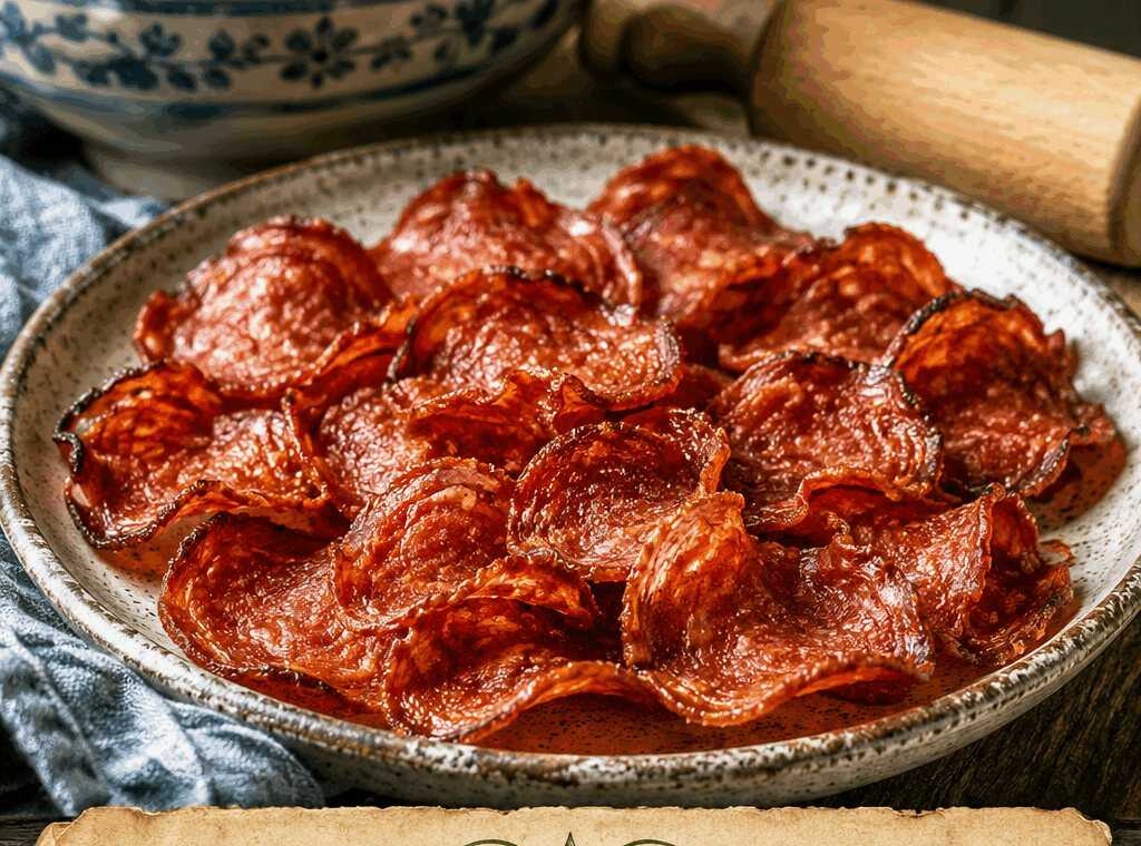 Salami-Chips als Low-Carb-Snack aus dem Airfryer: knusprig ohne einen Tropfen Öl