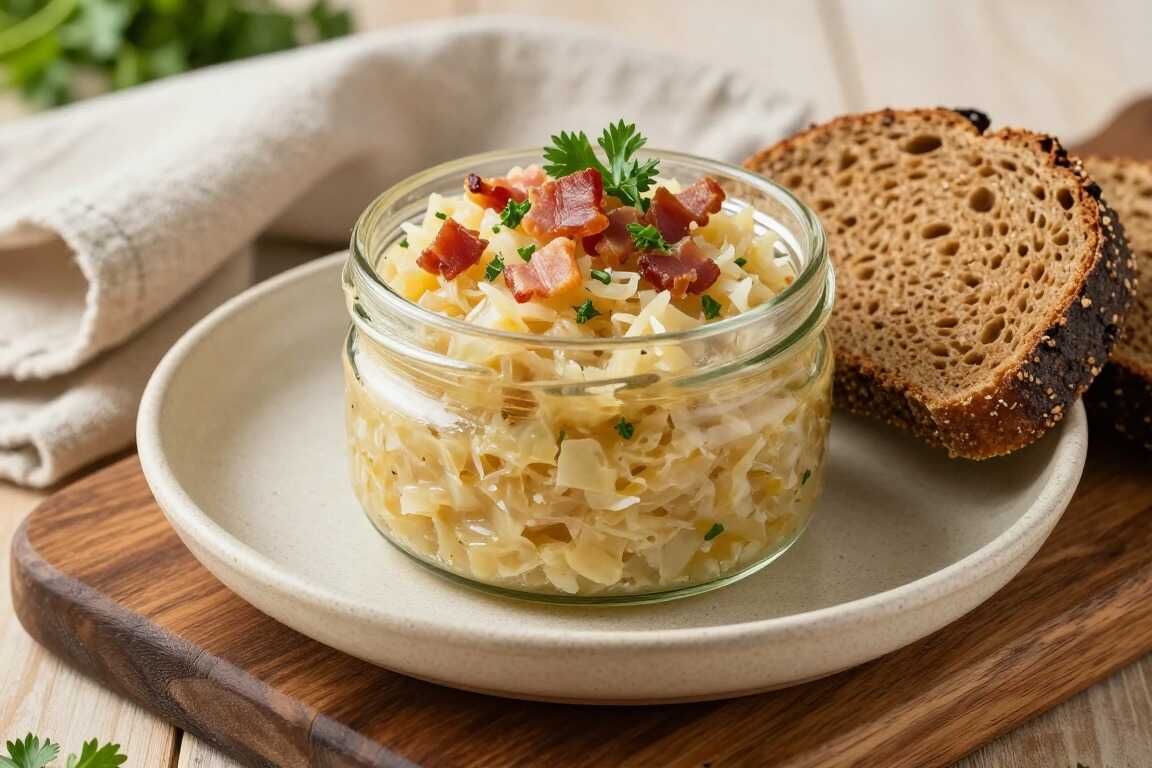 Sauerkraut-Aufstrich mit Speckwürfeln: 350 g, deftig und säuerlich!