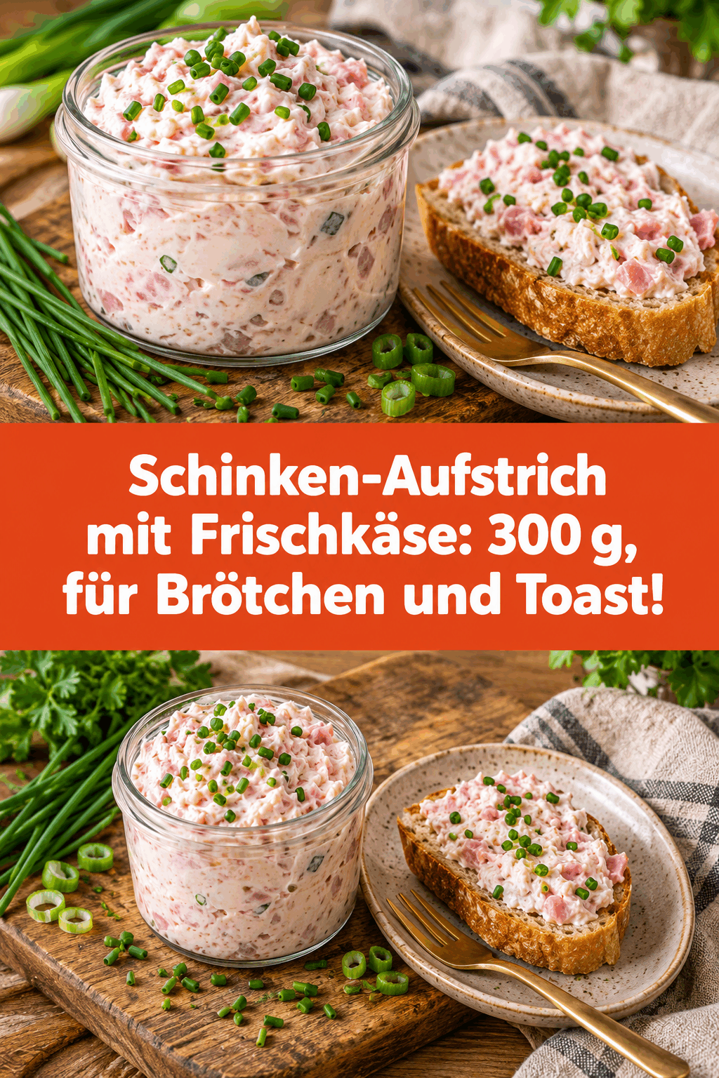 Schinken-Aufstrich mit Frischkäse: 300 g, für Brötchen und Toast!