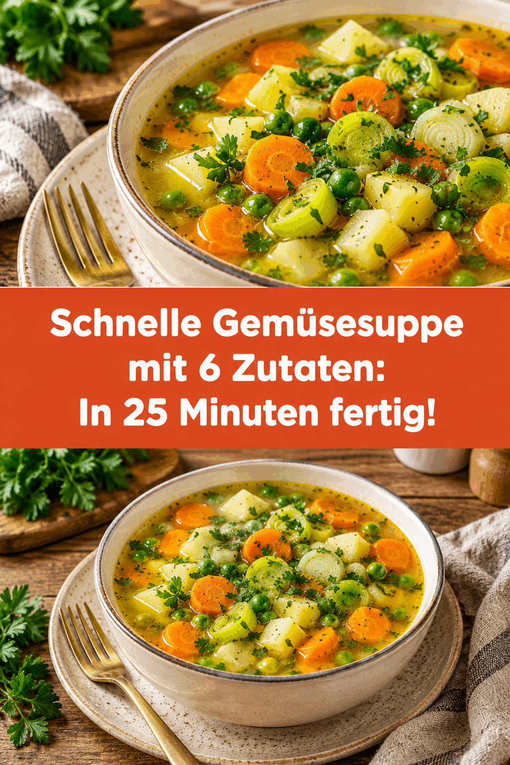 Schnelle Gemüsesuppe mit 6 Zutaten: In 25 Minuten fertig!