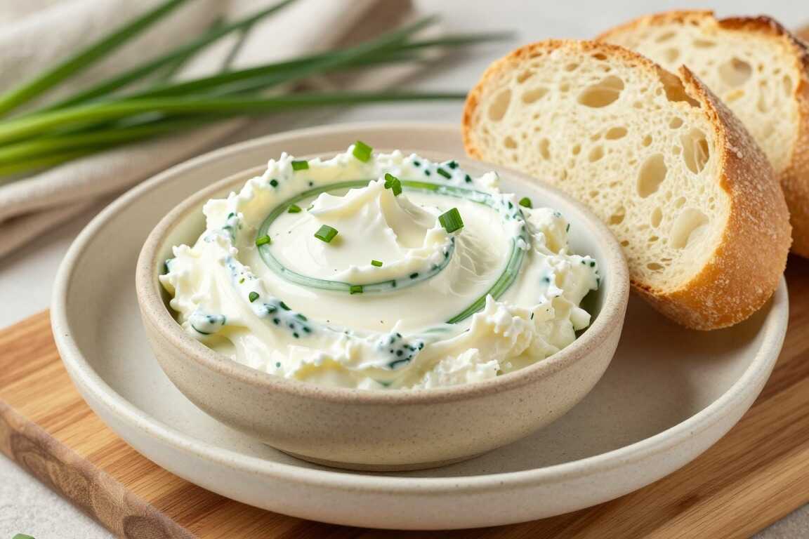Schnittlauch-Frischkäse für Brötchen: 300 g, in drei Minuten!