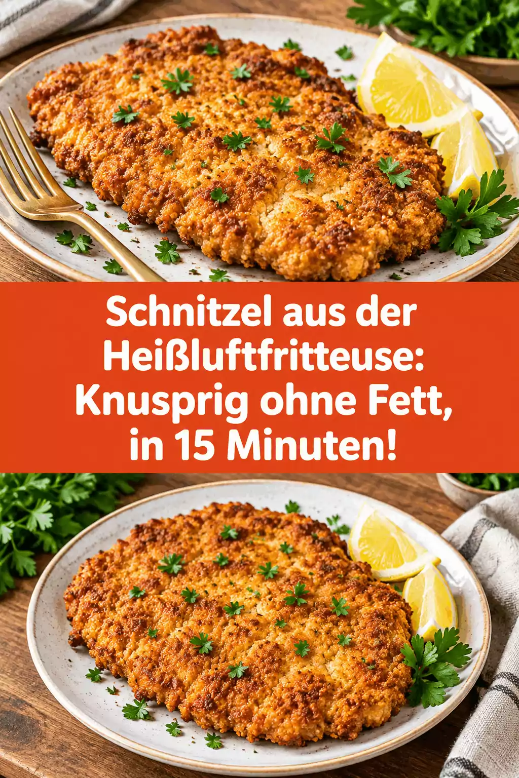 Schnitzel aus der Heißluftfritteuse: Knusprig ohne Fett, in 15 Minuten!