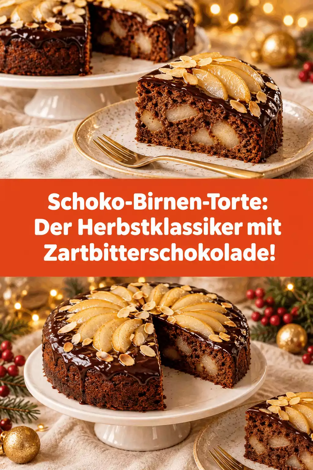Schoko-Birnen-Torte: Der Herbstklassiker mit Zartbitterschokolade!
