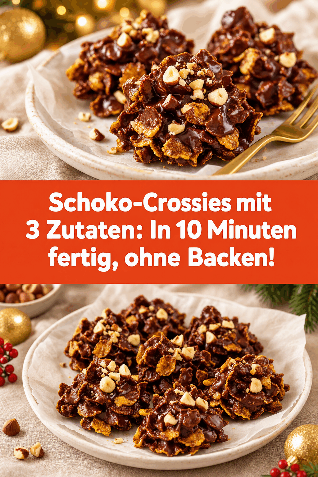 Schoko-Crossies mit 3 Zutaten: In 10 Minuten fertig, ohne Backen!