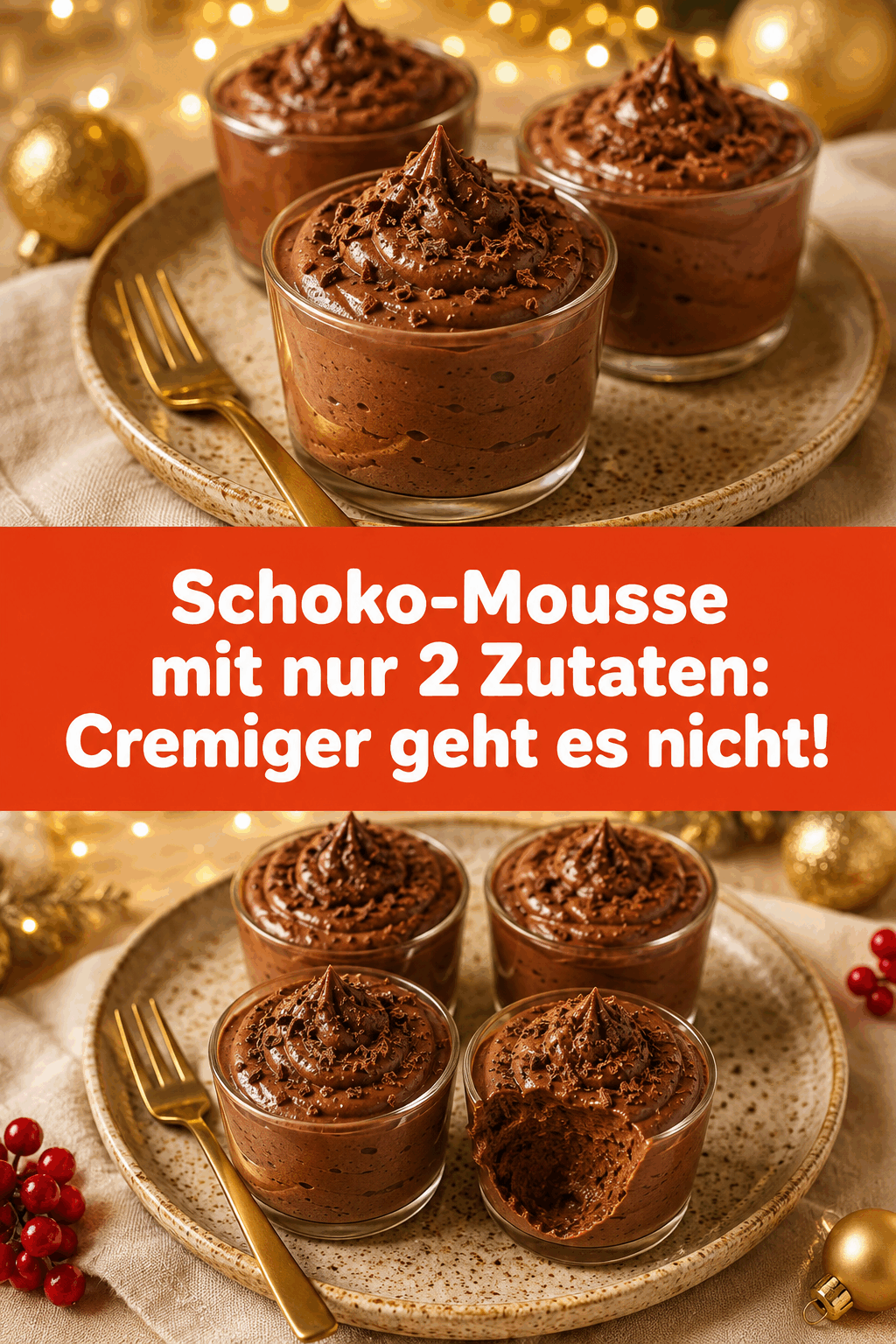 Schoko-Mousse mit nur 2 Zutaten: Cremiger geht es nicht!