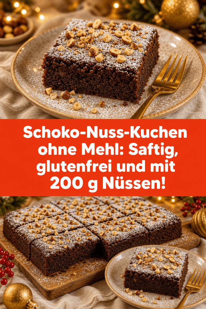 Schoko-Nuss-Kuchen ohne Mehl: Saftig, glutenfrei und mit 200 g Nüssen!