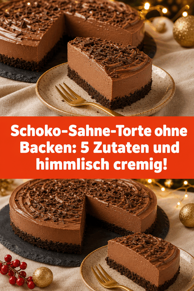 Schoko-Sahne-Torte ohne Backen: 5 Zutaten und himmlisch cremig!
