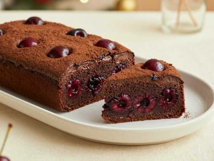 Schoko-Kirsch-Kuchen vom Blech: 5 Minuten Arbeit, 30 Minuten Ofen!
