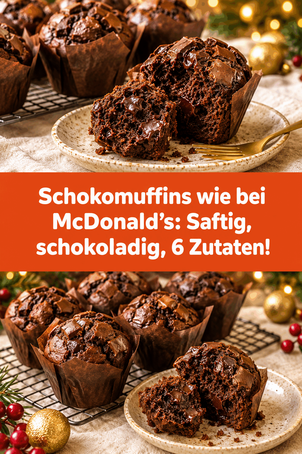Schokomuffins wie bei McDonald's: Saftig, schokoladig, 6 Zutaten!