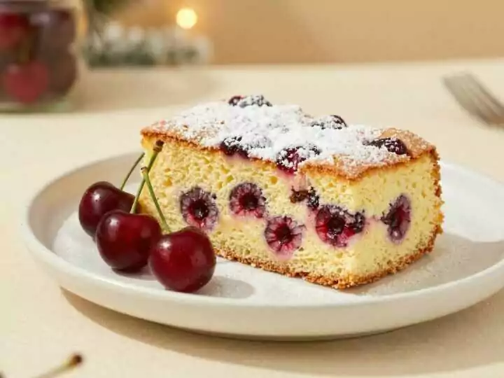 Schüttelkuchen mit Kirschen: 5 Minuten schütteln, ohne Rührgerät!
