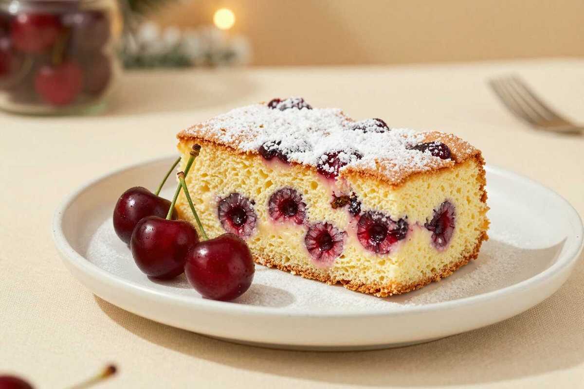 Schüttelkuchen mit Kirschen: 5 Minuten schütteln, ohne Rührgerät!