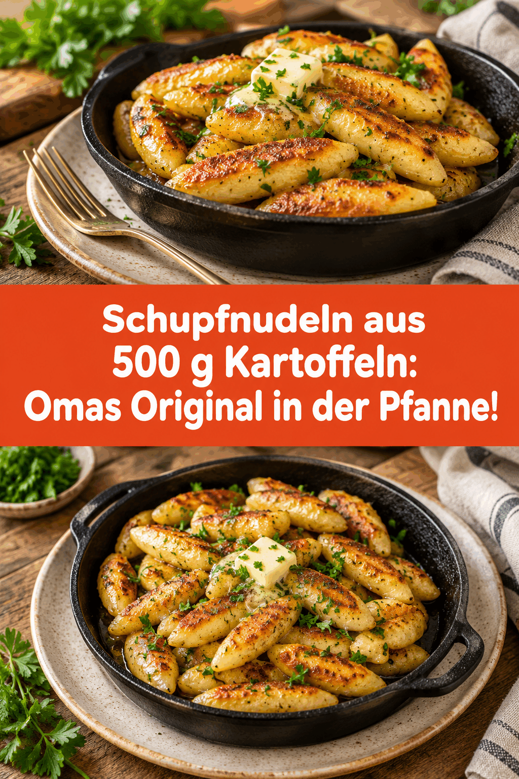 Schupfnudeln aus 500 g Kartoffeln: Omas Original in der Pfanne!