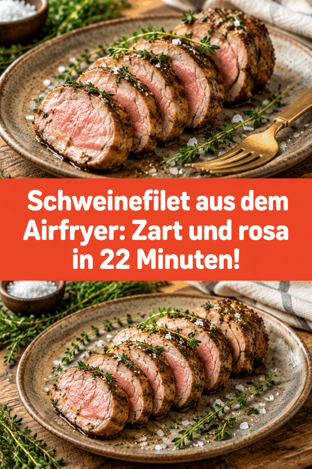 Schweinefilet aus dem Airfryer: Zart und rosa in 22 Minuten!