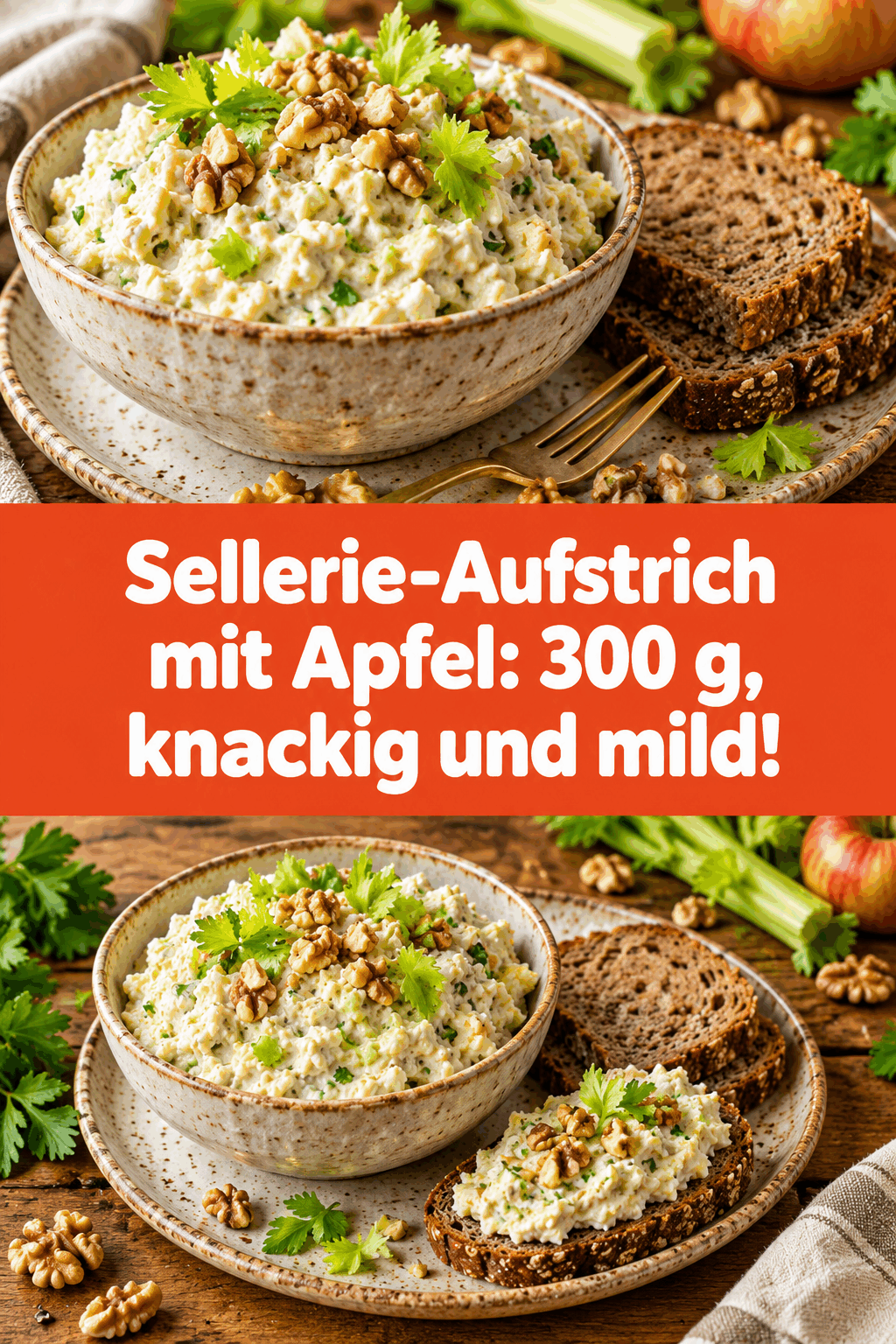 Sellerie-Aufstrich mit Apfel: 300 g, knackig und mild!