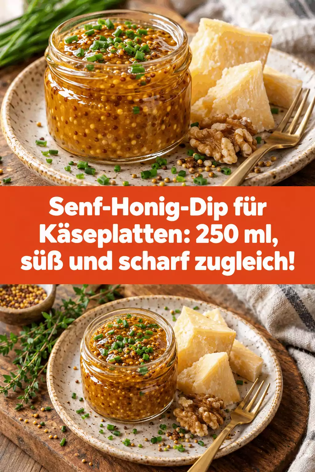 Senf-Honig-Dip für Käseplatten: 250 ml, süß und scharf zugleich!