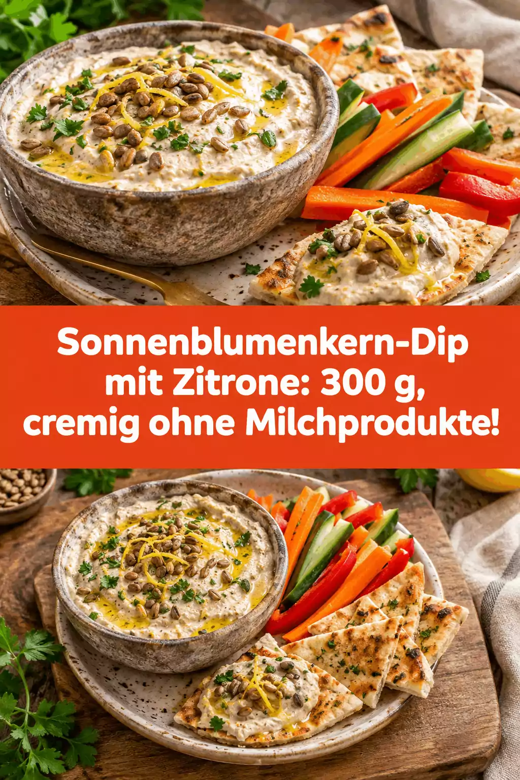 Sonnenblumenkern-Dip mit Zitrone: 300 g, cremig ohne Milchprodukte!