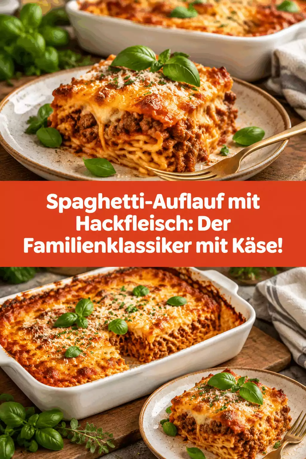 Spaghetti-Auflauf mit Hackfleisch: Der Familienklassiker mit Käse!